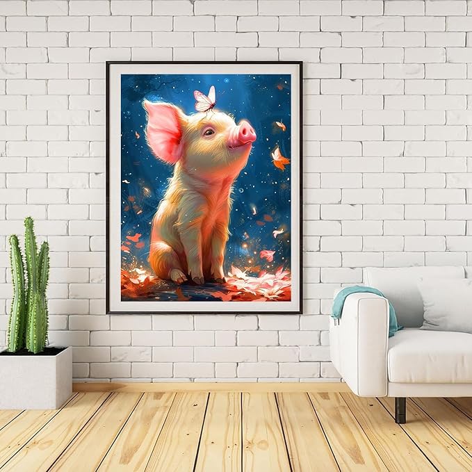 ijbnhd Pig Diamond Art Kits for Adults, 12X16in