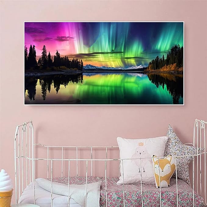 5D Diamond Art Kits for Adults Large Size Diamond Painting Kit 27.6x15.8in | Large Northern Lights Diamond Art Kit for Adult, DIY Full Drill Big Size Aurora Diamond Dots Gem Art Kits for Home Decor Gift