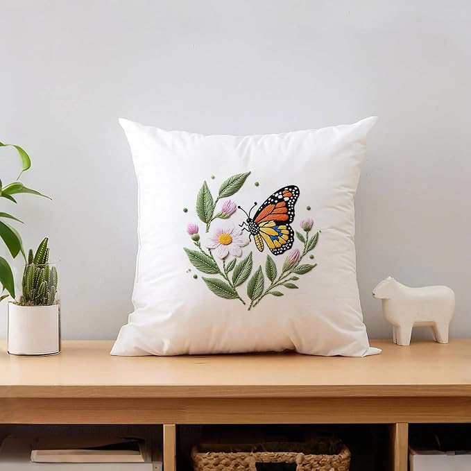 SCECALA 3 Pack Butterfly Flower Embroidery Kit for Beginners