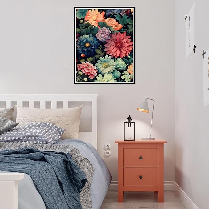 Ausanrl Square Diamond Painting-Flowers Square Drill Diamond Painting,Square Diamond Art,DIY Flowers Gem Art Kits for Adults and Crafts for Gifts and Home Wall Decor 12x16inch