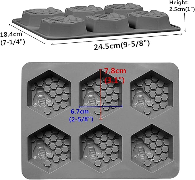 4Pcs 3D Bee Silicone Soap Molds for Homemade Soaps | Chocolate Jelly Cake Making
