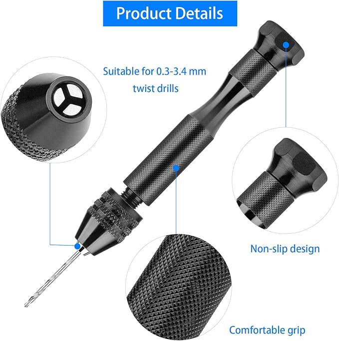 36Pcs Pin Vise Hand Drill Set, Mini Micro Drill Bits for Crafts