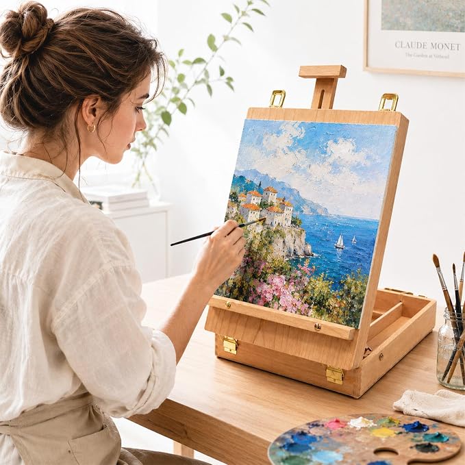 Table Easel Sketchbox Easel with Paint Brushes for Painting | Tabletop Easel Easy to Store Art Easel for Beginners Art Lovers