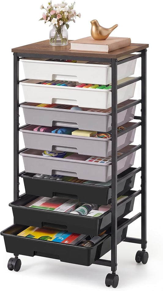 VASAGLE Rolling Cart with Drawers, Craft Organizers and Storage, Black