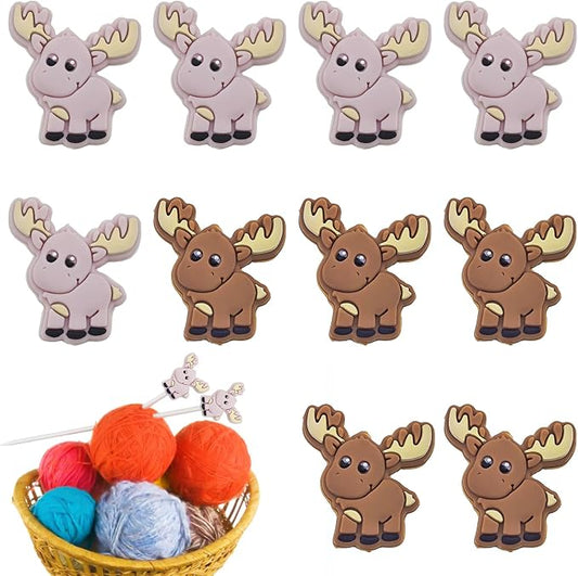 10 Pack Colorful Deer Knitting Needle Stoppers Knitting Needles Point Protectors Silicone Needle Point Protectors Knitting Accessories and Supplies Knitting Tools