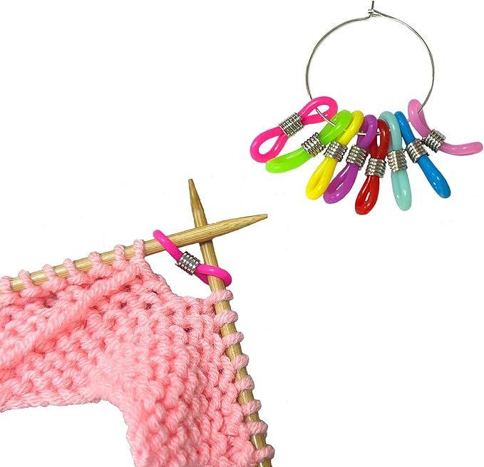 SPANSEE 8 PCS Knitting Needle Stoppers, Knitting Needle Hugger, Stitch Stopper, Project Keeper, Knitting Crochet Supplies, Knitting Accessories, Needle Minder, Needle Stopper