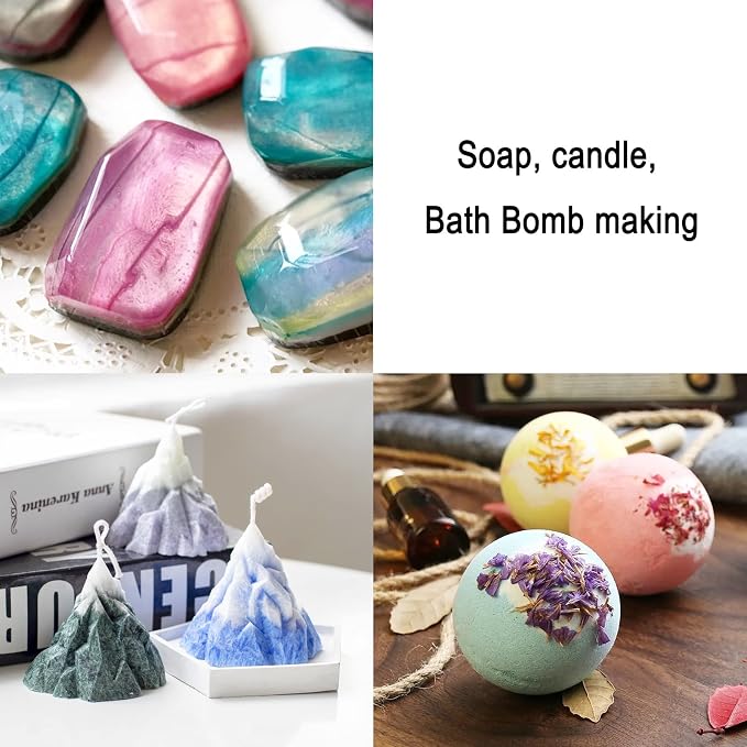 Natural Cosmetic Grade Shimmer Mica Powder,30 Color Resin Pigment | Mica Powder for Epoxy Resin/Bath Bombs/Candle/Soap/Lip Gloss/Slime. Candle Dye,Soap Making Dye,Resin dye. (30 Bottle)