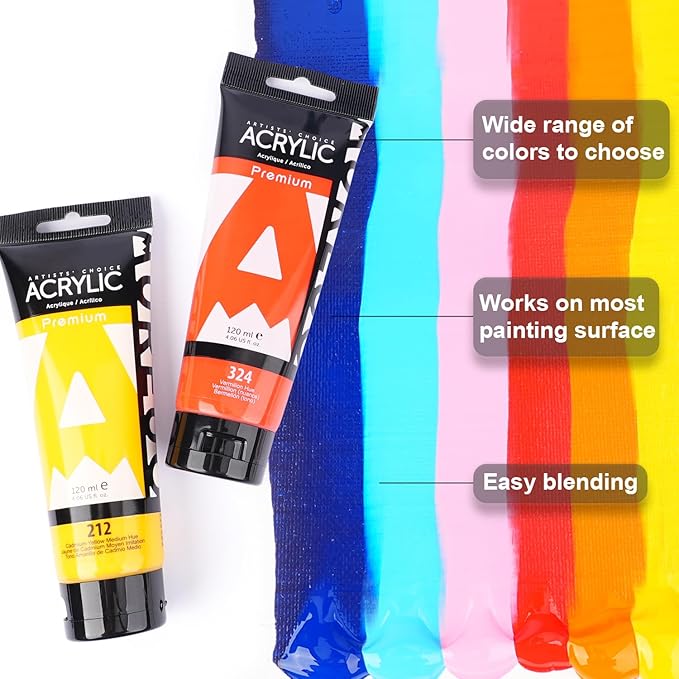 AUREUO Titanium White Acrylic Paint, 4 Fl Oz / 120ml Single Tube, Rich Pigment Art Craft Paints for Canvas, Rocks, Wood, Ceramic, Fabric - Art Supplies for Beginners, Professionals, Artists