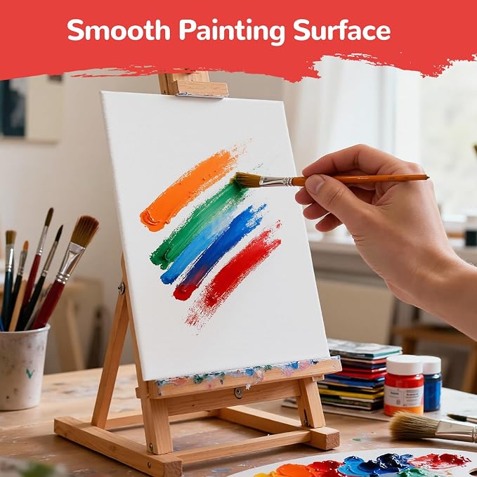 100 Pack 8x10 Inch Flat Canvas Boards for Painting, Canvas Panels | 100% Cotton White Blank Art Supplies for Acrylics Oil Gouache Tempera Paints