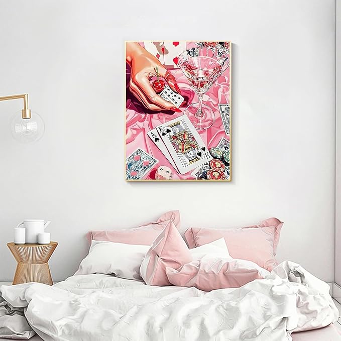 Square Diamond Art Kits for Adults Cute Diamond Painting Kit for Beginner | Vintage Pink 5D DIY Square Diamond Dots Full Drill Crafts for Gem Art Dot Art for Adults Home Wall Decor for Teens 12x16 in