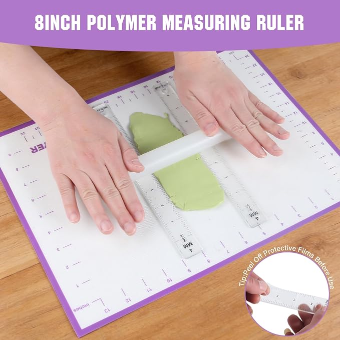 WECLAYER Polymer Clay Depth Guide Set – 5 Sizes (2–6mm),10 Pcs Acrylic Thickness Rolling Gauges with Scale & Storage Box,for Earring Making,Slab Rolling & Clay Crafting Tools