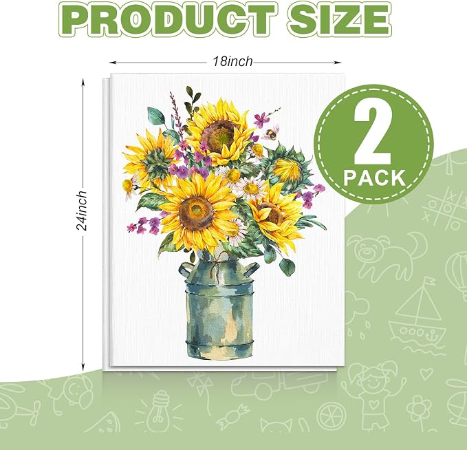 ESRICH Canvas for Painting 18x24 Inch, 2 Pack Canvas Boards for Painting Cotton Primed Acid Free Large Blank Canvases, Canvas Panels for Oil, Watercolor, Acrylic Paint, Gouache, Tempera. (Thk: 3mm)