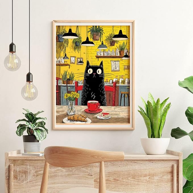 Diamond Art Kits for Adults,Black Cat Diamond Painting Kits 12x16in