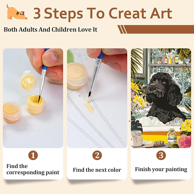 Reivworl Dog Paint by Numbers Kit for Adults Beginner 16×20 inch