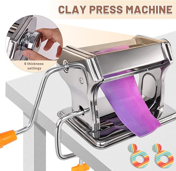 Yofuly Polymer Clay Machine Set - Press, Roller, Extruder, 40 Circle Cutters & 120 Earring Accessories