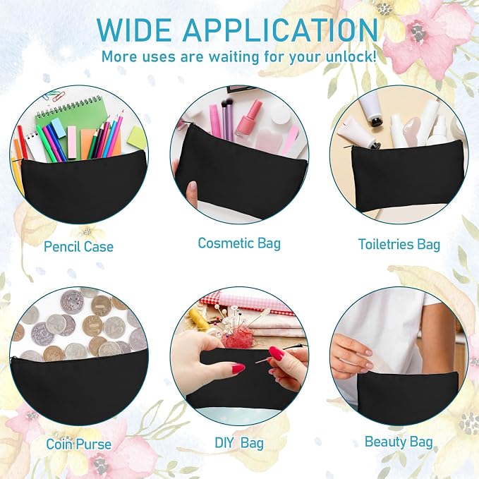 Legigo Blank Canvas Bags Zipper Pouch Makeup Bags Pencil Pouch Bulk | Multi-Purpose, Sturdy Canvas Pouch with Zipper, Cosmetic Travel Toiletry Bag for DIY Crafts, Gifts & Storage, 8.3 x 5 Inch