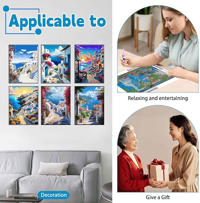 Ycydilirab 6 Pack Diamond Art Kits for Adults,Seaside Scenery 5D Diamond Painting Kits for Adults, DIY Gem Painting Perfect for Gifts and Home Wall Decor 10x12inch