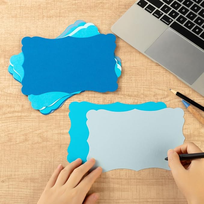 50 Pack Blank Kraft Greeting Cards, Blue, 5 Colors, 5x7IN