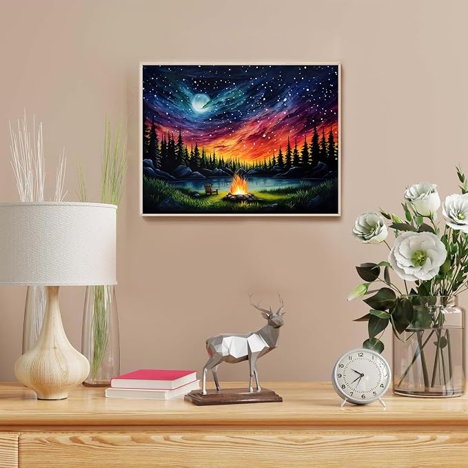 HITO Starry Sky Paint by Numbers Kit for Adults, Adult Paint by Number Kits | Landscape Paint by Numbers for Adults Beginner, Bonfire Paint by Numbers for Gift Home Wall Decor 16x20 Inch Frameless