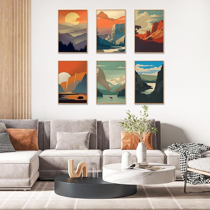 6 Pack Paint by Numbers Kit for Adults, National Park Canvas Painting Set | 8x12 Inch, DIY Acrylic Painting Craft Kit for Beginners without Frame, Relaxing Creative Hobby, Home Wall Decor, Gift