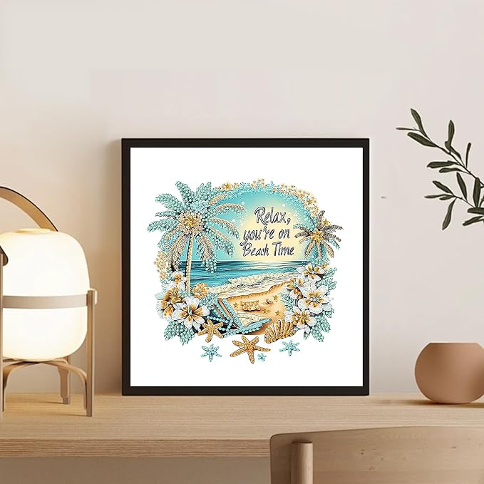 Beach Diamond Art Kits for Adults Special Shape Diamond Painting