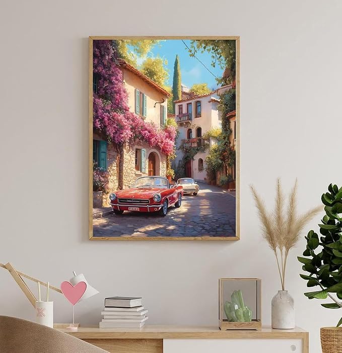 Accompany Wind Flowers Street Scenery Diamond Art Kits for Adults, 5D Landscape Diamond Painting Kits for Beginners,DIY Round Full Drill Diamonds Gem Art Crafts for Home Wall Decor Gifts 12x16 Inch