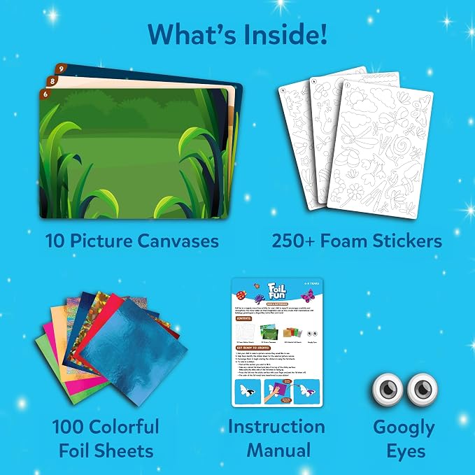 Skillmatics Foil Fun Bugs & Butterflies, Foil Art, Gift for Boys & Girls | Travel Toys, Sticker Activity Kit, Fine Motor Skills, DIY Mess-Free Art, Screen-Free, Gifts for Kids Ages 4, 5, 6, 7, 8, 9