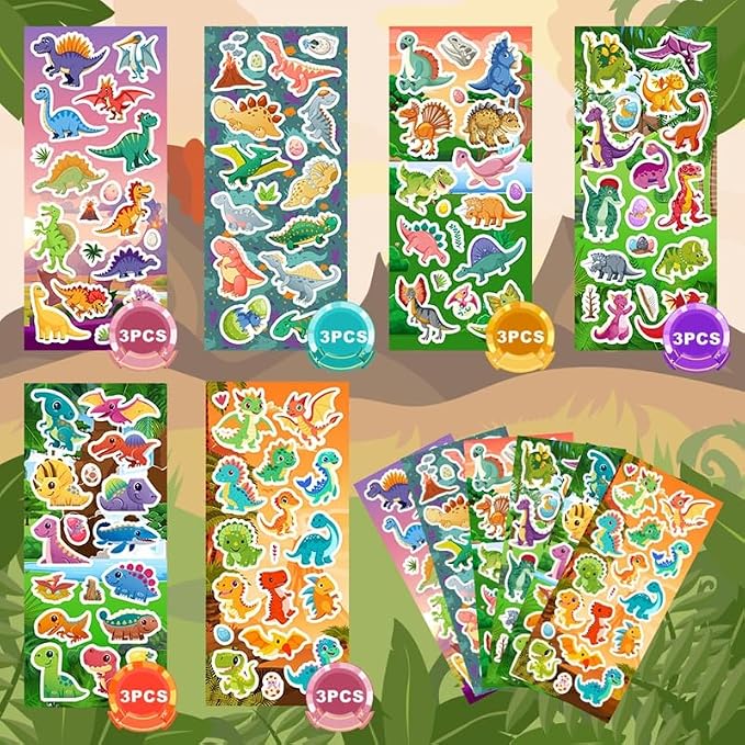 36 Sheets Dinosaur Stickers for Kids, 600+ Cute Dino Stickers | Dinosaur Stickers for Scrapbooking, Teachers Rewards, Goodie Bag Stuffers, Birthday Prizes