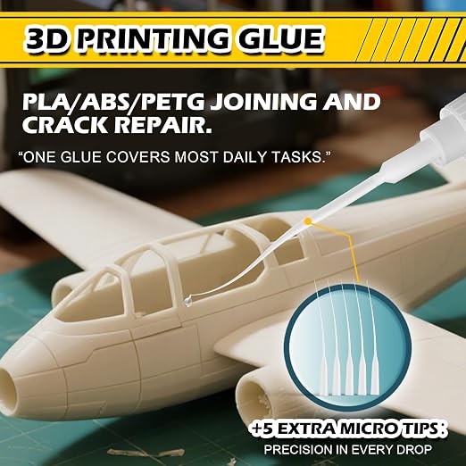 Plastic Super Glue Liquid, Clear Instant Cyanoacrylate Glue for Plastic Model 3d Printing PLA Airplane Miniatures Heavy Duty, All Purpose Superglue for Metal Rubber Wood Ceramic, Strong and Waterproof