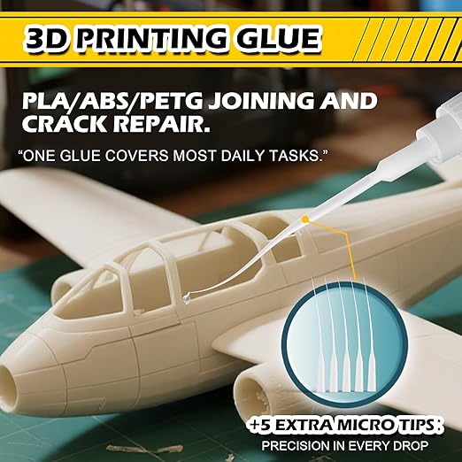 Plastic Super Glue Liquid, Clear Instant Cyanoacrylate Glue for Plastic Model 3d Printing PLA Airplane Miniatures Heavy Duty, All Purpose Superglue for Metal Rubber Wood Ceramic, Strong and Waterproof