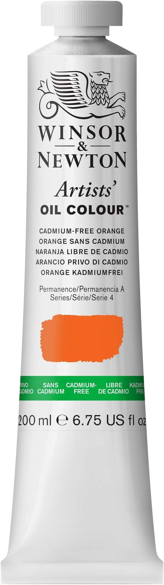 Winsor & Newton Artists' Oil Paint, 200ml Tube, Cadmium-Free Orange