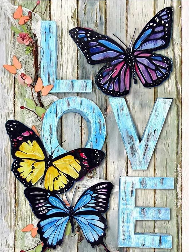 ijbnhd Butterfly Diamond Art Kits for Adults Love 12X16 inch