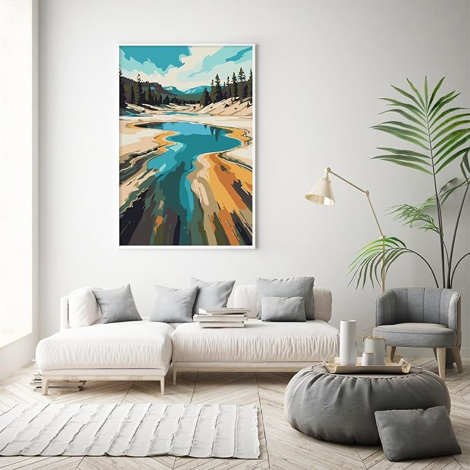 National Park Paint by Numbers Kit for Adults Beginner with Frame, Easy Landscape Adult Paint by Number Kits on Canvas, DIY Acrylic Number Painting for Adults for Home Decor for Gift 8x12 Inch