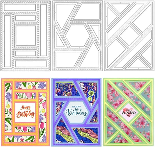 3 PCS Rectangular Die Cuts for Card Making, AFUNTA Frame Scrapbook Metal Cutting Dies Embossing Tools for Card Making Supplies, Paper Album Decor