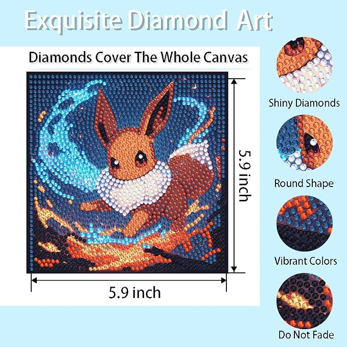 5D DIY Diamond Painting Kits for Kids with Frame,Cartoon Diamond Art for Kids Ages 4-8-12,Easy Gem Kit Kid with Beautiful Box for Gift Home Wall Decor(7x7inch)