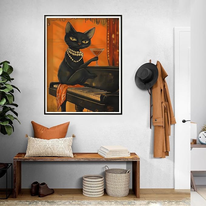 Canrichshop Drinking Cat Paint by Numbers Kit for Adults,Painting by Numbers,DIY Acrylic Paint Kit for Adults Beginners Without Frame,Easy Adult Paint by Number Kits on Canvas for Decor 16x20inch