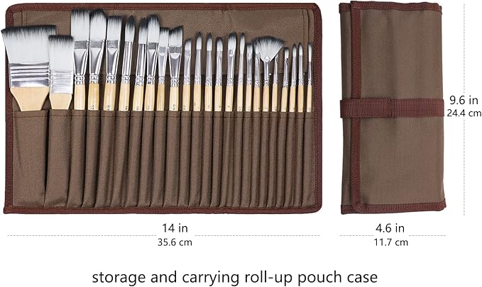 Artecho 24 Pcs Acrylic Paint Brushes Set with Case