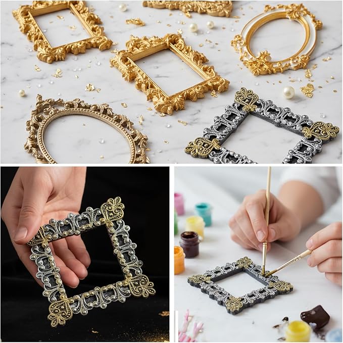 Silicone Picture Frame Molds, Vintage Ornate Baroque Fondant Molds, for Resin Casting and Chocolate Cake Decoration Set of 4