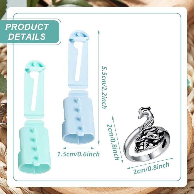 8 Pieces Yarn Guide Finger Holder Knitting Thimble Hand Knitting Supplies, 4 Plastic Yarn Guide, 2 Metal Stainless Steel Thimble Finger Holder, 2 Adjustable Braided Ring for Crochet Craft