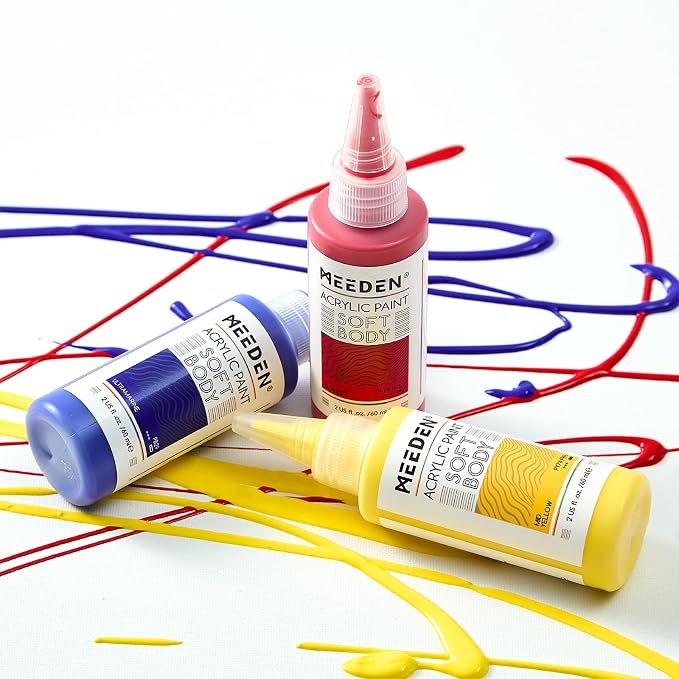 MEEDEN Soft Body Acrylic Paints Set: Matte Finish 12 Colors x 60ml/2oz