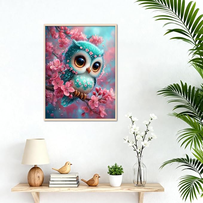 Amaieuin Owl Diamond Painting for Adults,Owl Diamond Art Painting for Adults,5D Diamond Painting for Home Decor and Gifts 12x16in