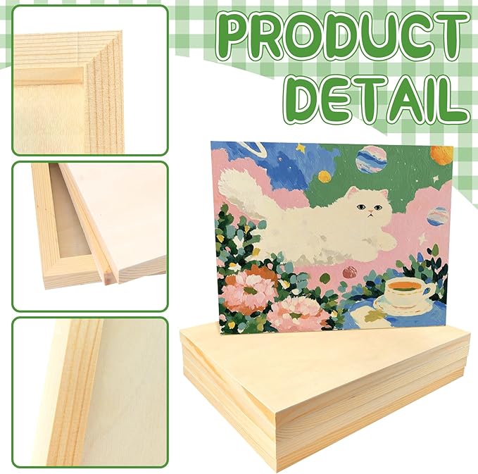 FSWCCK 5 Pack 11 x 14 inch Wood Panel Boards, Unfinished Wood Canvas Panels for Crafts, Painting Canvas, DIY Art Projects, Pouring, Arts Use with Oils, Acrylics