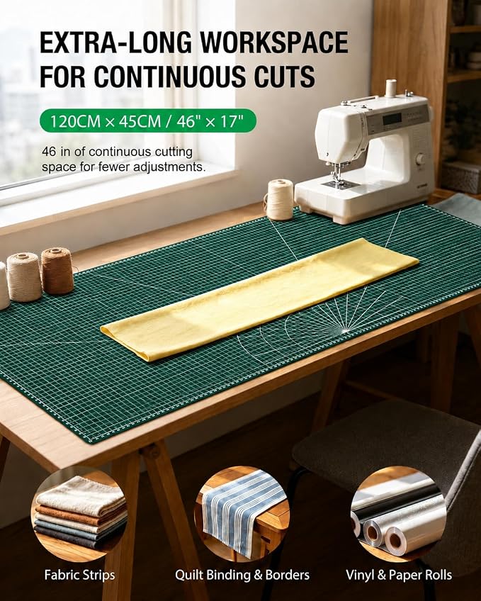 Self-Healing Cutting Mat 46 x 17 in, Double-Sided for sewing, quilting