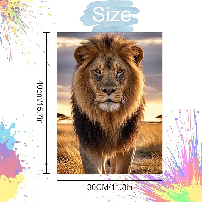 NZNANCHU DIY Lion Paint by Numbers for Adults,Animal Painting by Number Kits on Canvas,Color by Numbers for Beginner,Gifts Decor for Home Wall Room (Lion)