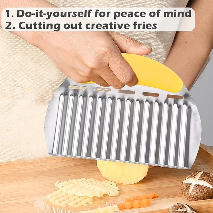 JAYVAR Large Crinkle Cutter, Stainless Steel Vegetable Wavy Chopper