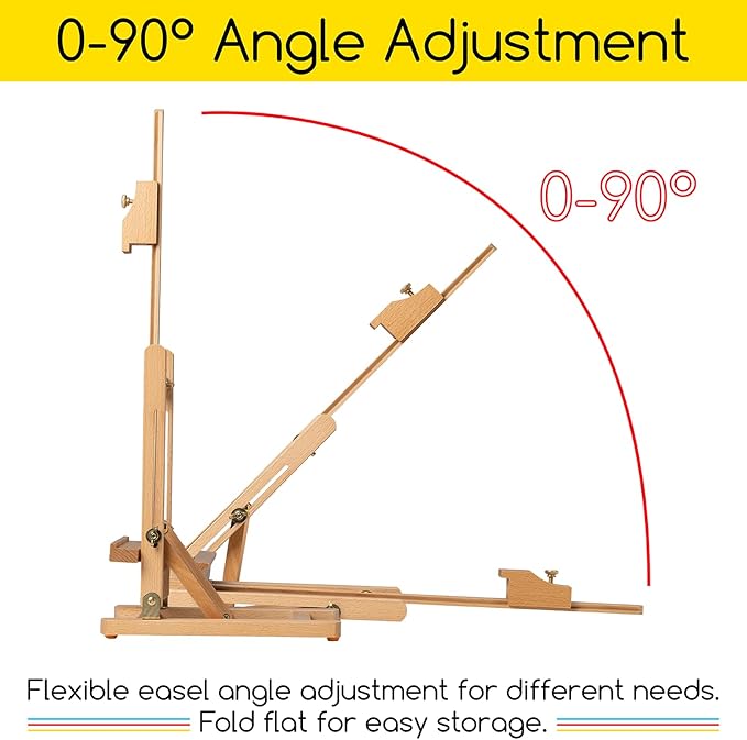MEEDEN H-Frame Tabletop Easel for Painting: Adjustable Desktop Easel | Painting & Display Table Top Easel Stand - Hold Canvas up to 16" Sturdy Beech Wood Table Art Easel for Adults, Beginners