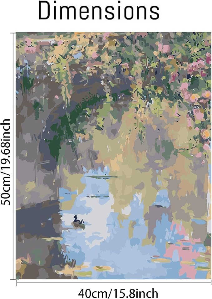 VIGEGU Pond Paint by Numbers Kit for Adults Beginner16x20 Inch | Easy Adult Paint by Number Kits on Canvas DIY Painting for Beginners Art by Numbers for Home Wall Decor