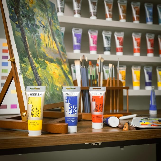 MEEDEN Acrylic Paint Ultramarine Blue: 100ml/3.38oz x 2 with Titanium White | Heavy Body Artist Acrylic Paint Set for Canvas, Wood & Craft, Non-toxic Creamy Art Paint with Titanium White for Mixing