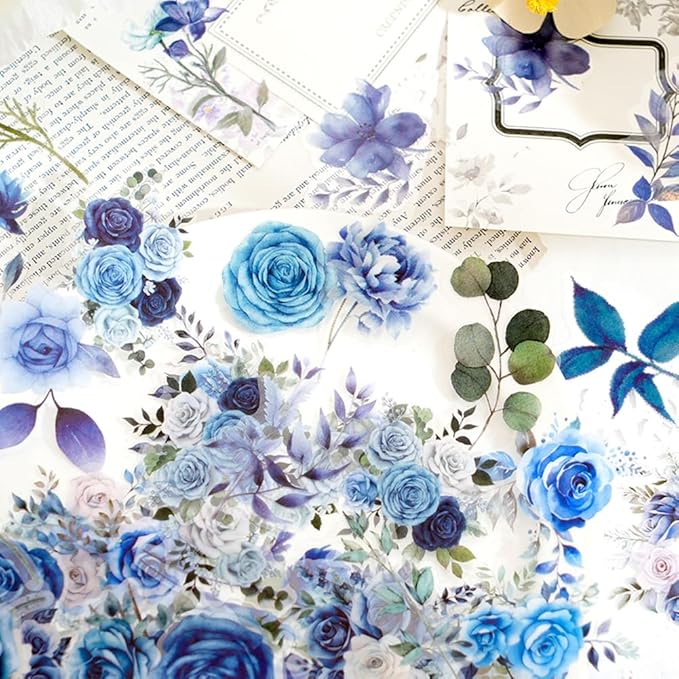 100 Pcs Daisy Camellia Stickers, White Flower Stickers for Scrapbooking Junk Journal Notebook Diary Planner Letter Envelope Water Bottle Phone Case Craft Decoration, 50 Patterns