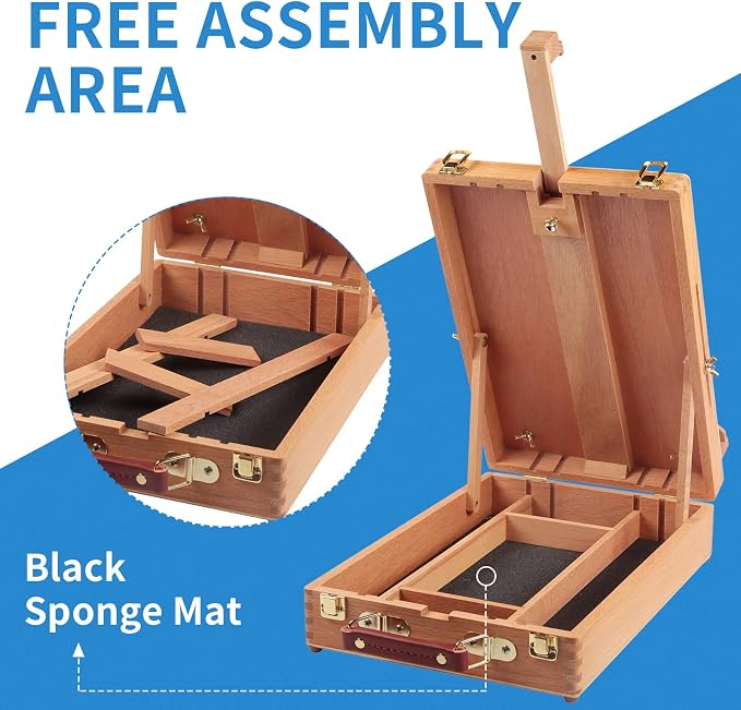 Falling in Art Wooden Tabletop Easel, Beech Wood Sketchbox Desktop Easel | Painting, Portable Art Drawing Easel for Beginners and Professionals